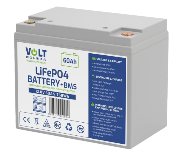 VOLT Akumulator LiFePO4 12.8V 60Ah BMS - 1182429 - zdjęcie